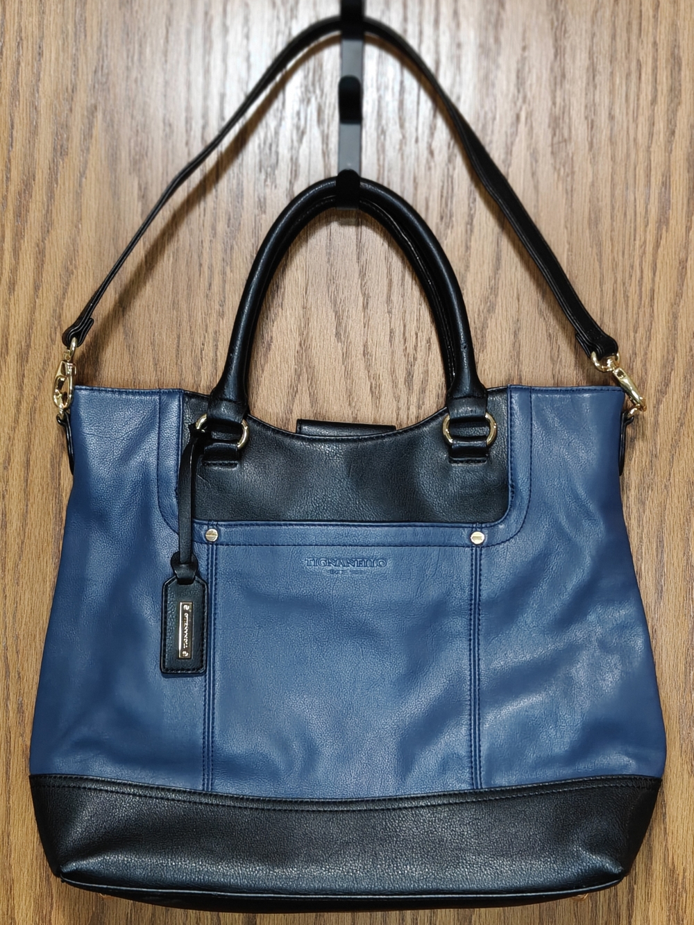 Tignanello Blue & Black Tote Bag Purse